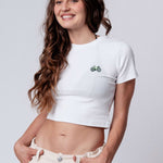 Gravelbike Gruen | Besticktes Bio Baumwoll Cropped T-Shirt