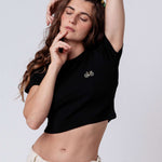 Gravelbike Beige | Besticktes Bio Baumwoll Cropped T-Shirt