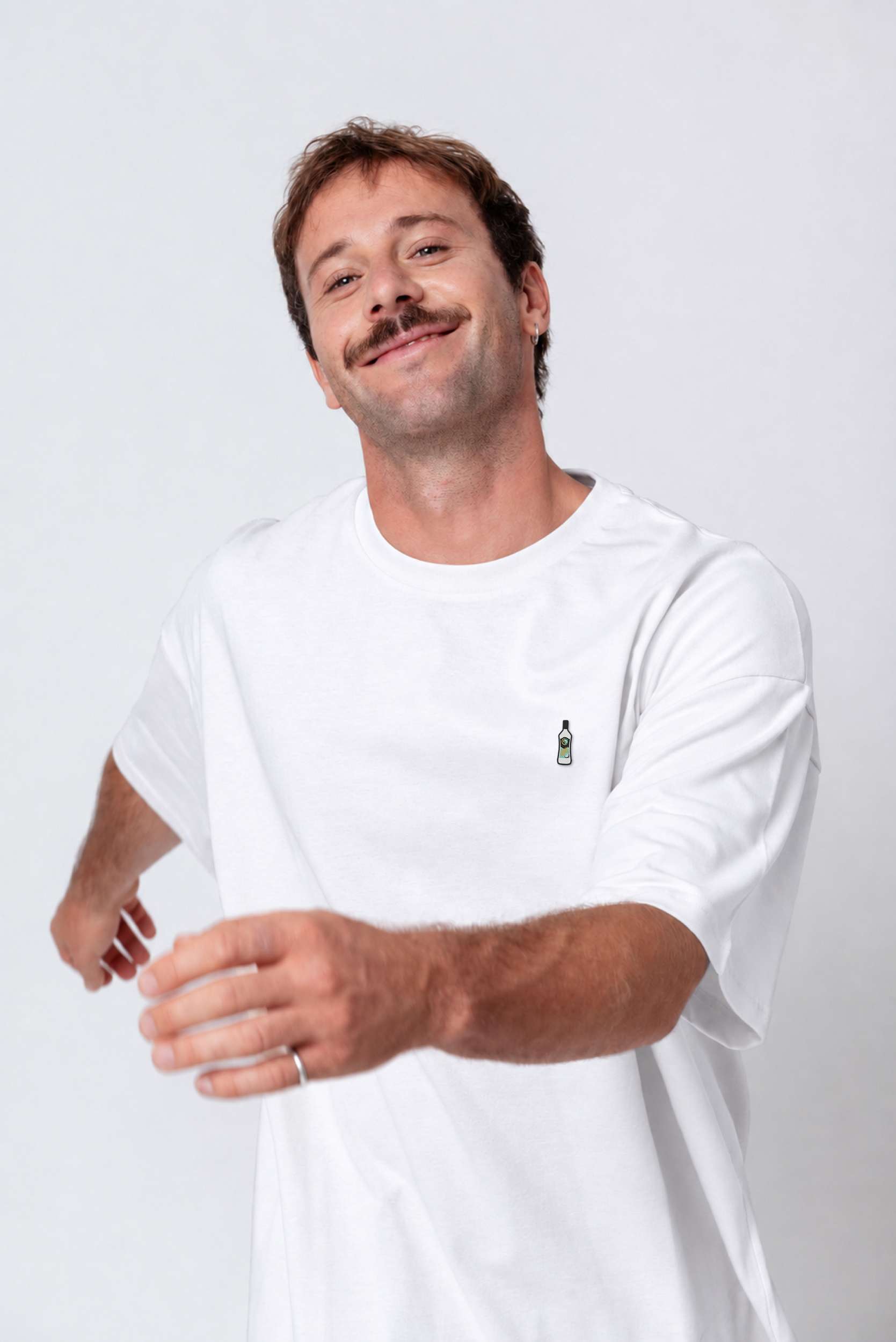Besticktes Oversized T-Shirt Weiß