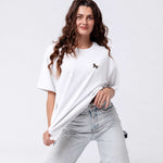 Besticktes Oversized T-Shirt Weiß