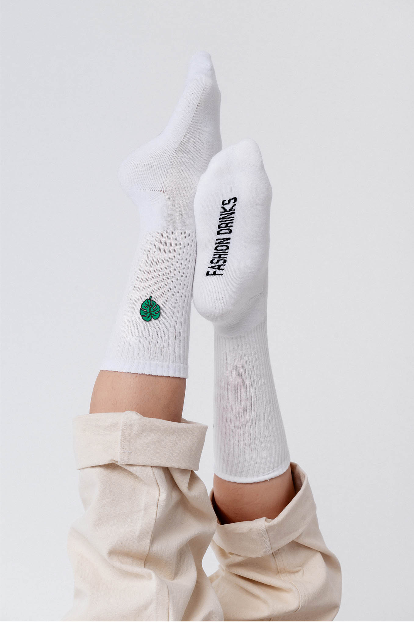 Monstera Socken Weiß Ansicht 2