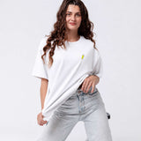 Besticktes Oversized T-Shirt Weiß
