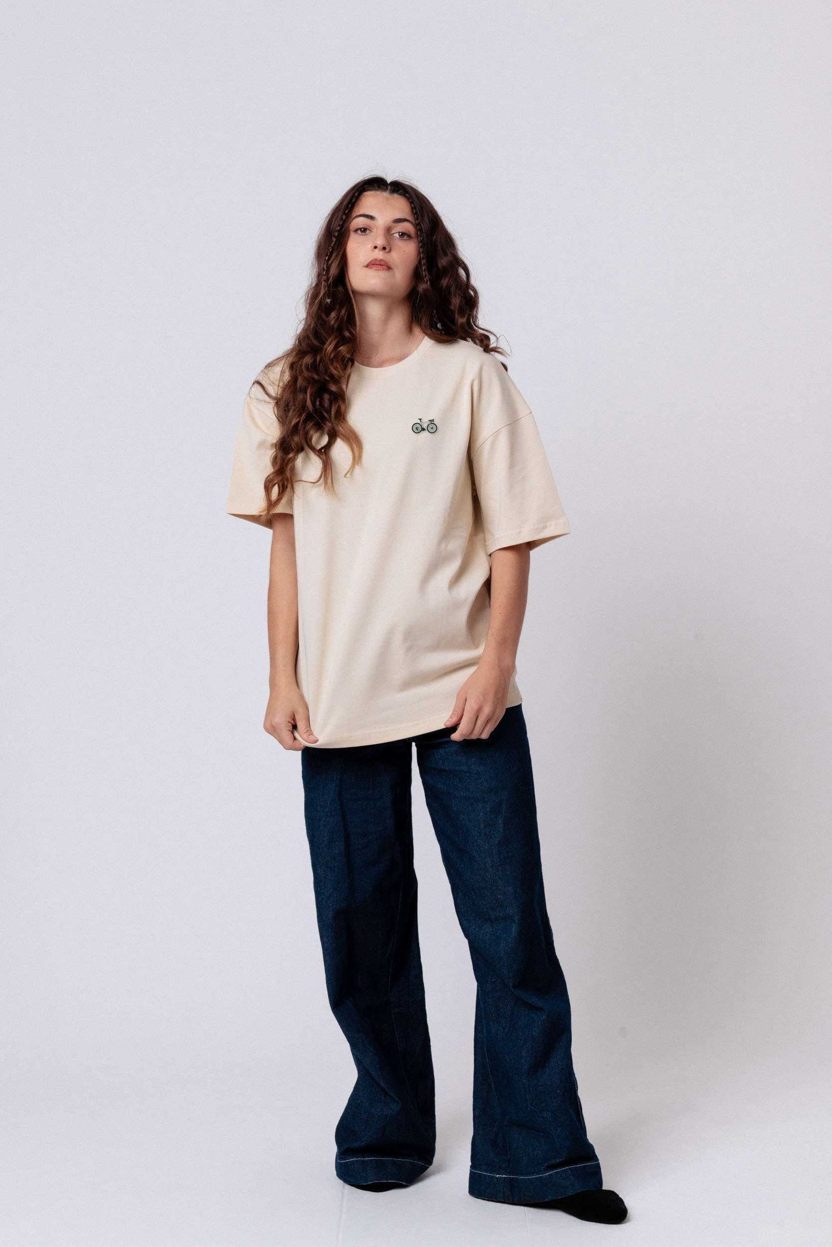 Gravelbike Beige | Heavy Oversized Bio Baumwoll T-Shirt