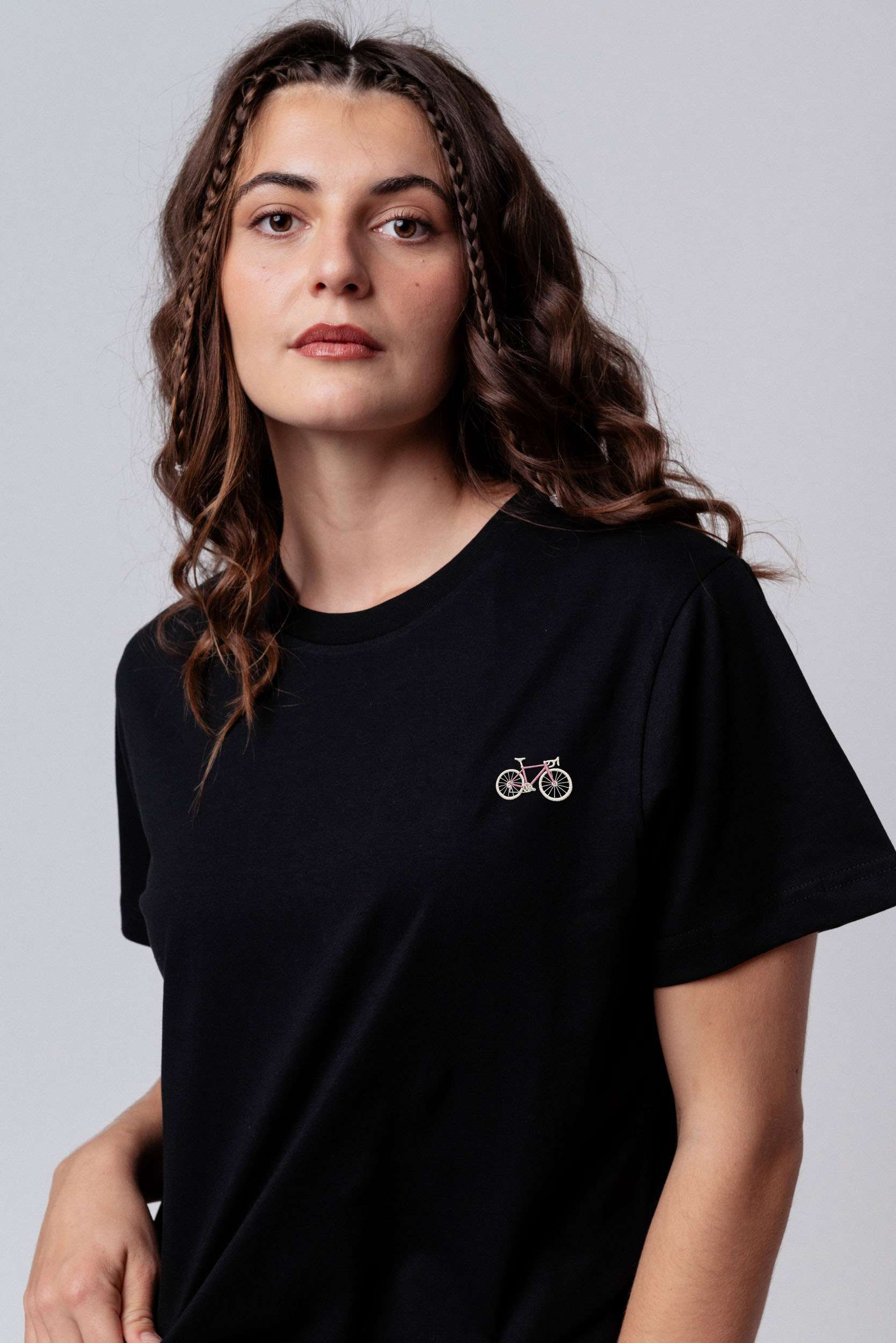 Gravelbike Pink | Besticktes Bio Baumwoll Unisex T-Shirt