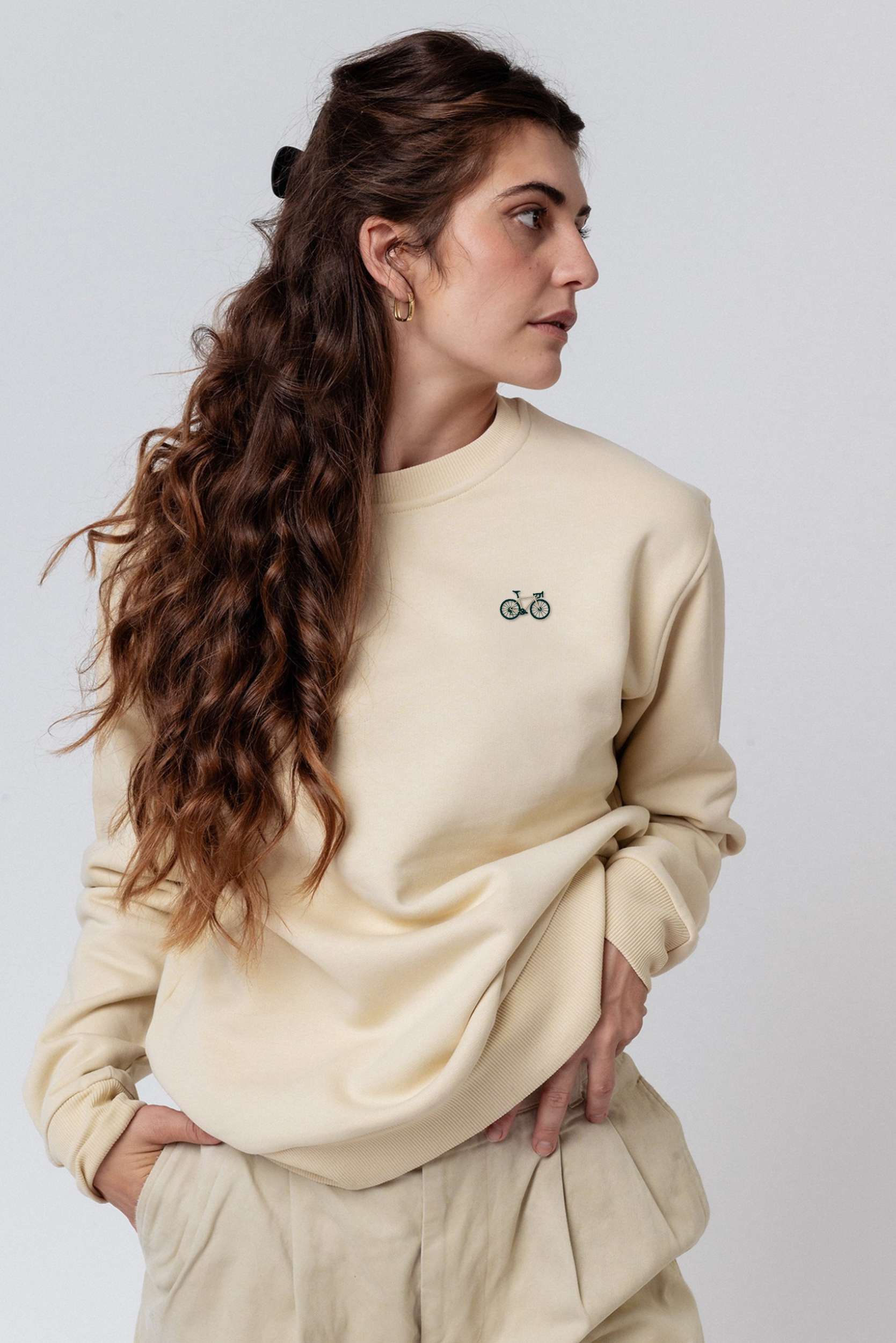 Gravelbike Beige | Besticker Bio Baumwoll Unisex Pullover
