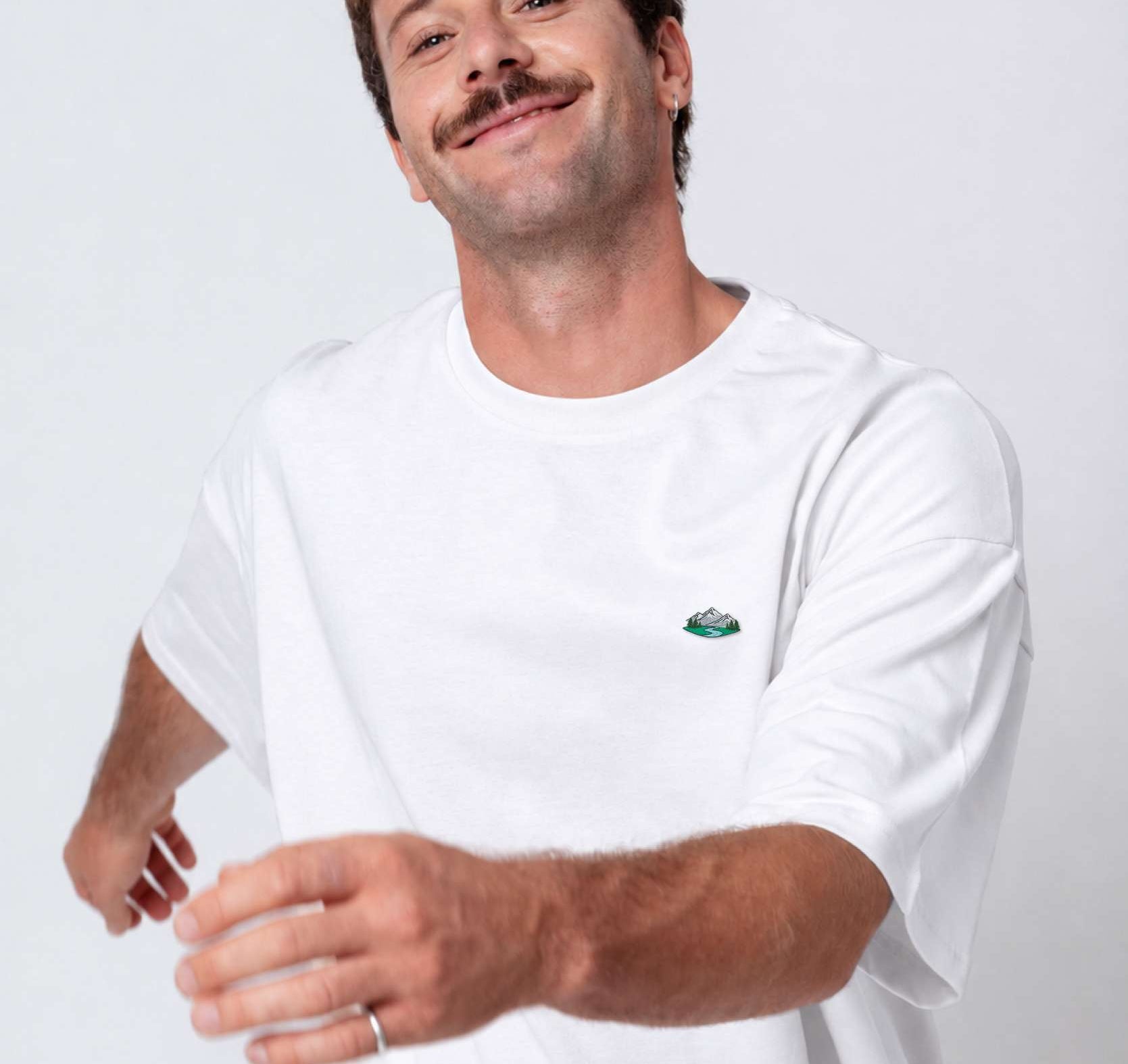 Besticktes Oversized T-Shirt Weiß