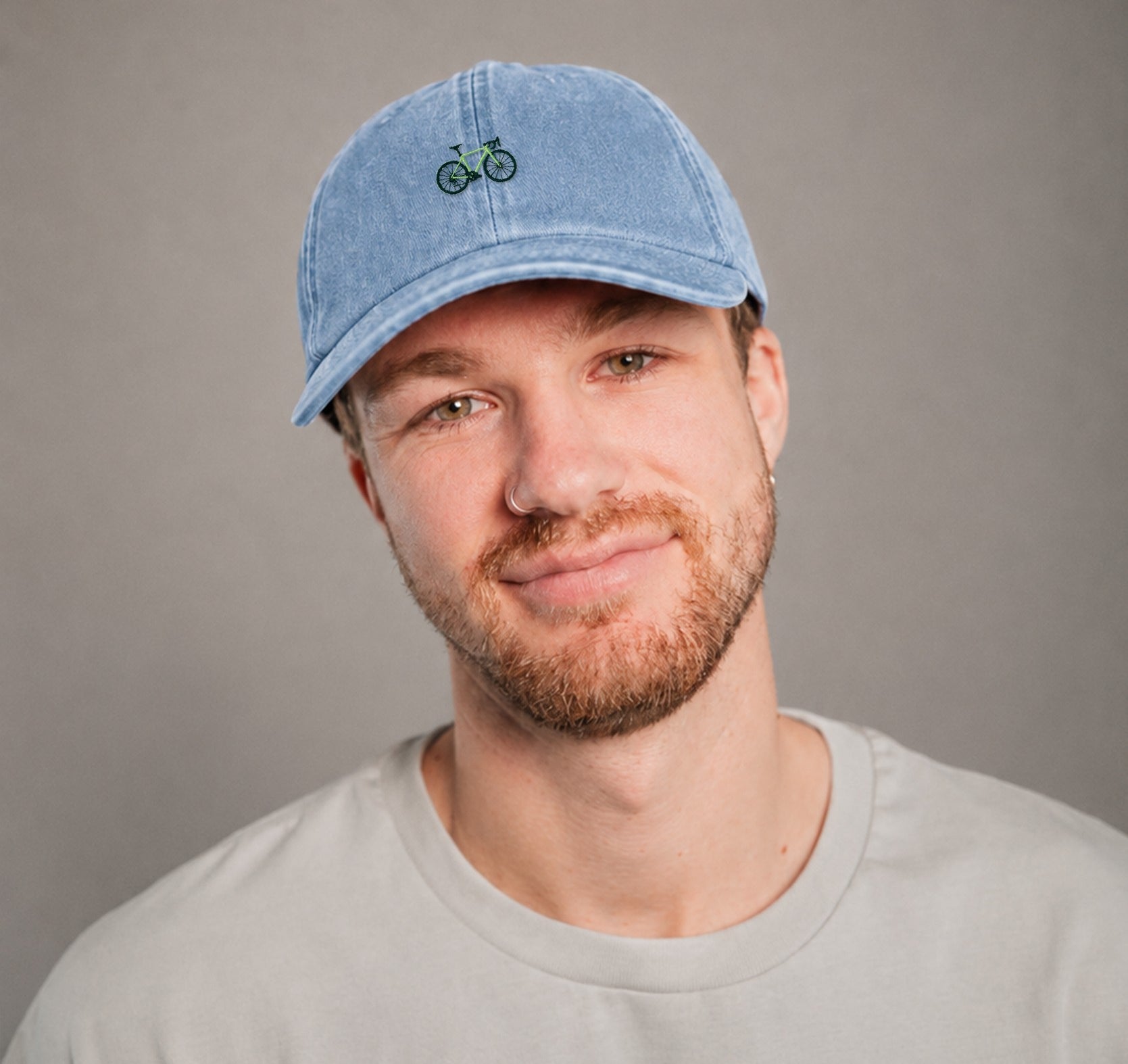 Gravelbike Gruen Vintage Light Denim Vintage Cap