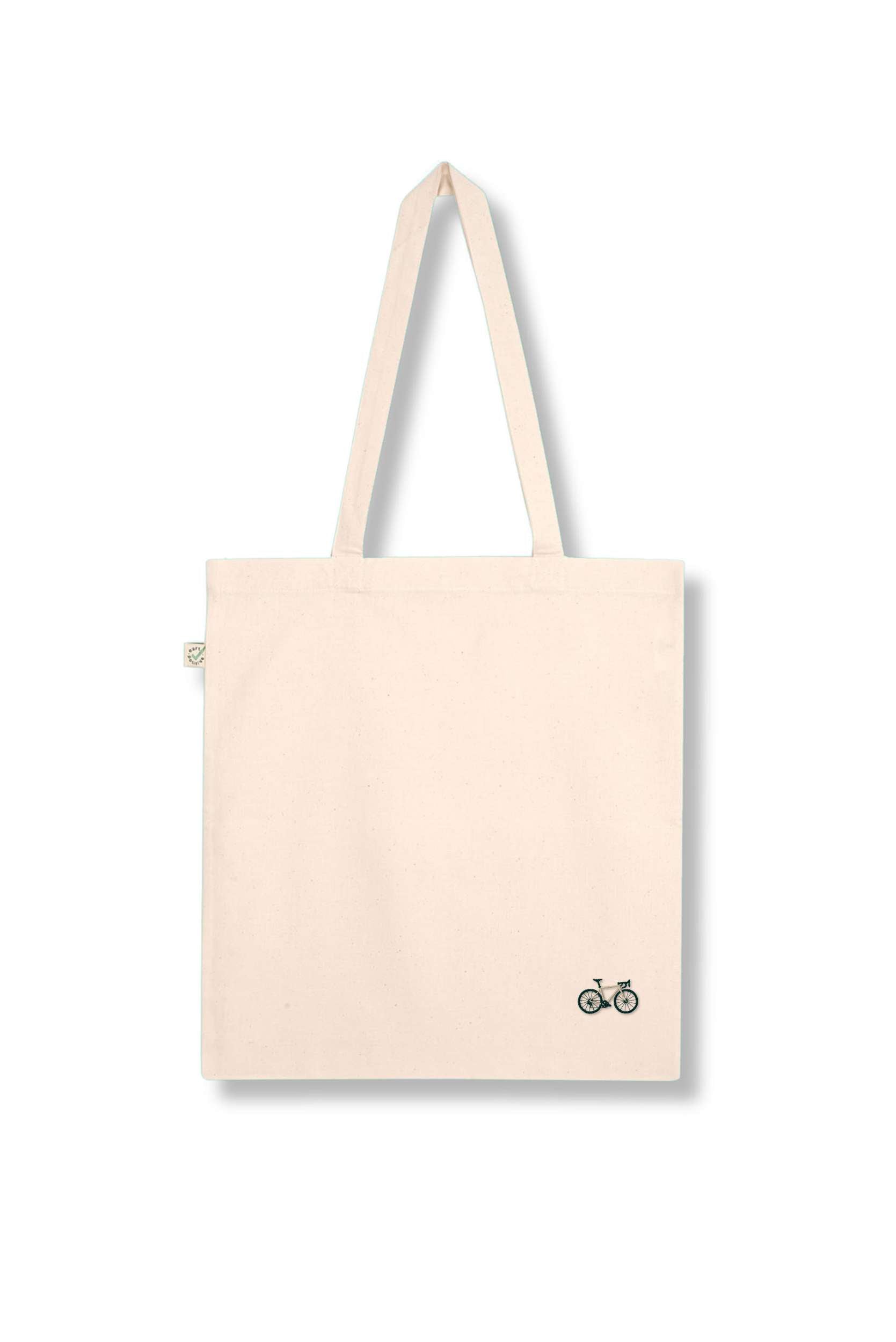 Gravelbike Beige | Bestickte Bio Baumwoll Tasche