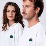 Besticktes Oversized T-Shirt Weiß