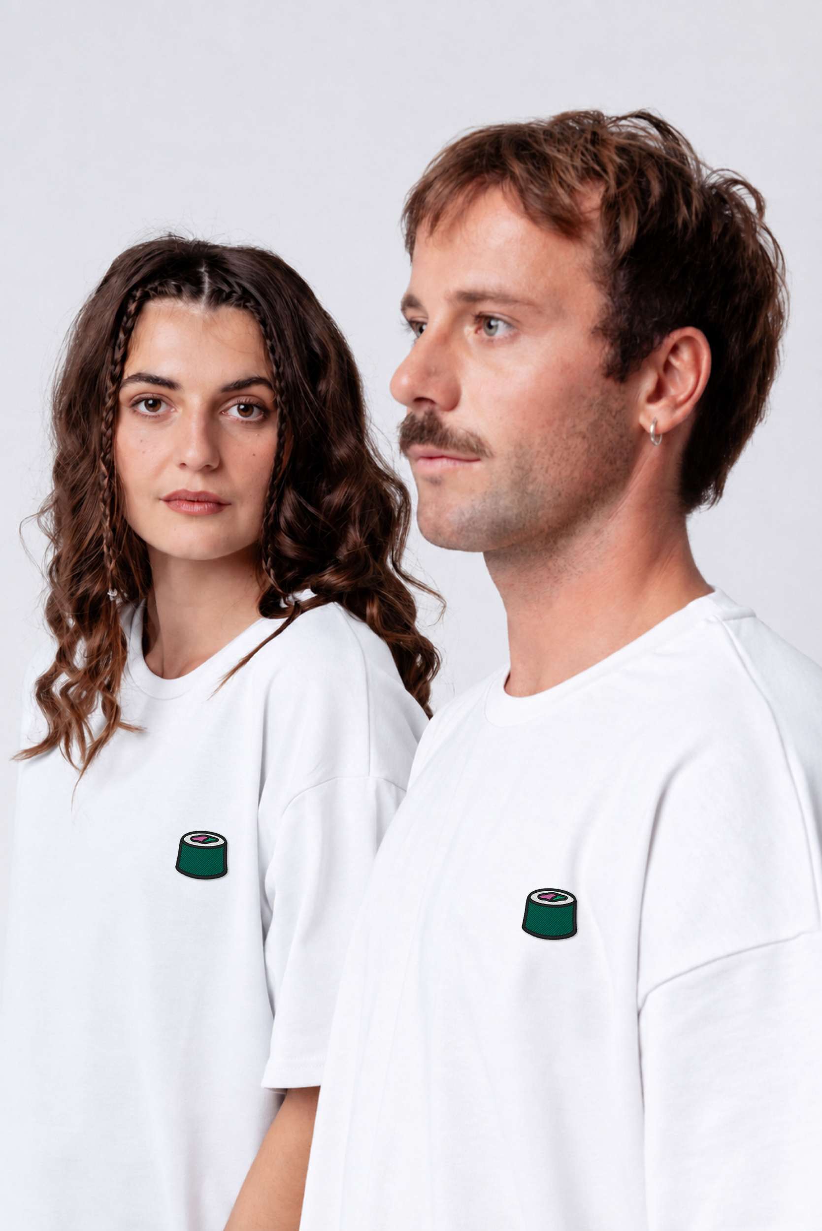 Besticktes Oversized T-Shirt Weiß