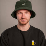 Gravelbike Beige Grün Cord Bucket Hat