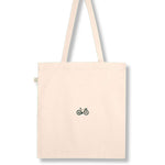 Gravelbike Beige | Bestickte Bio Baumwoll Tasche