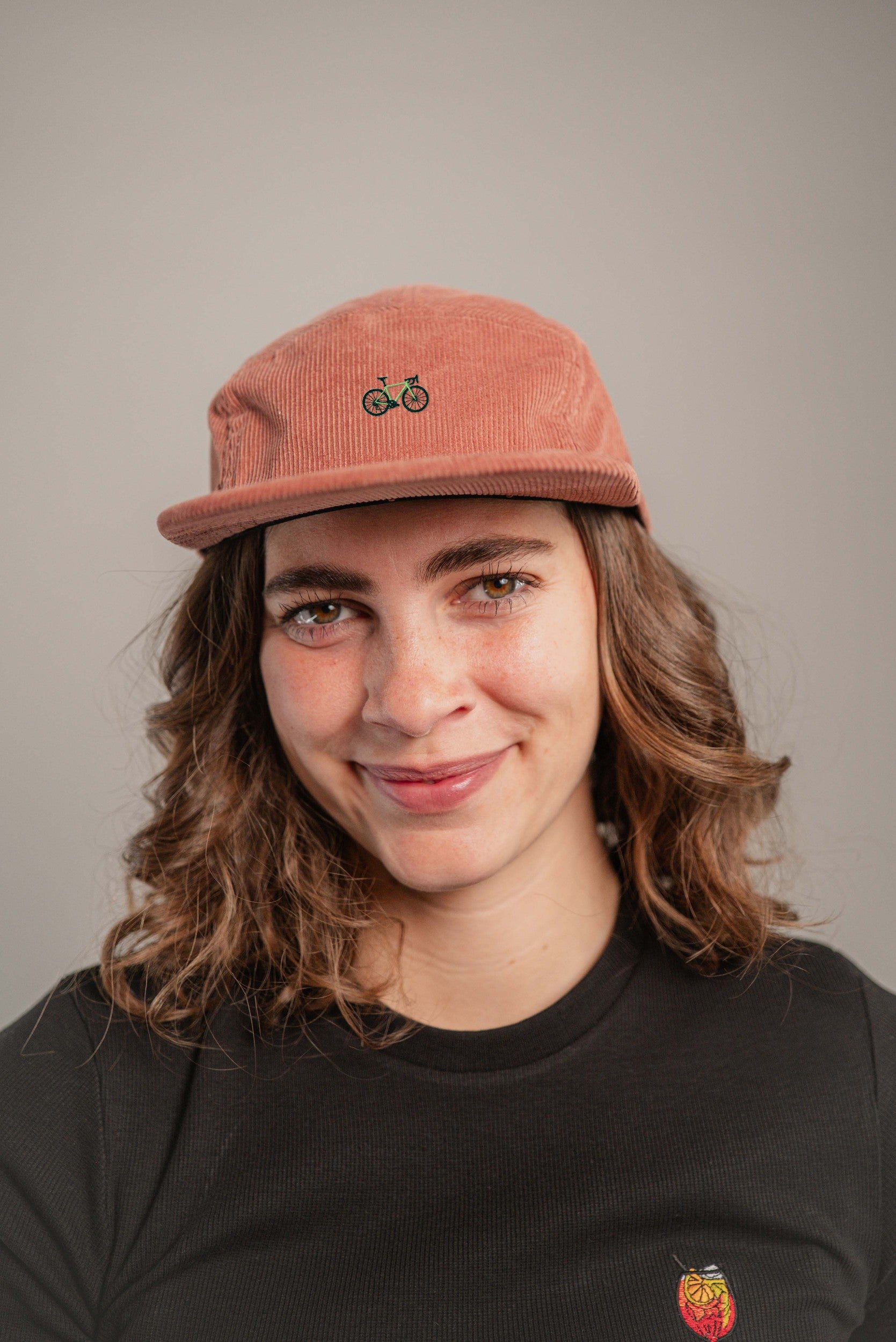 Gravelbike Gruen Camper-Cap rose Cord Camper Cap