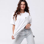 Besticktes Oversized T-Shirt Weiß