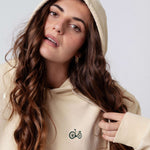 Gravelbike Beige | Bestickter Bio Baumwoll Unisex Hoodie