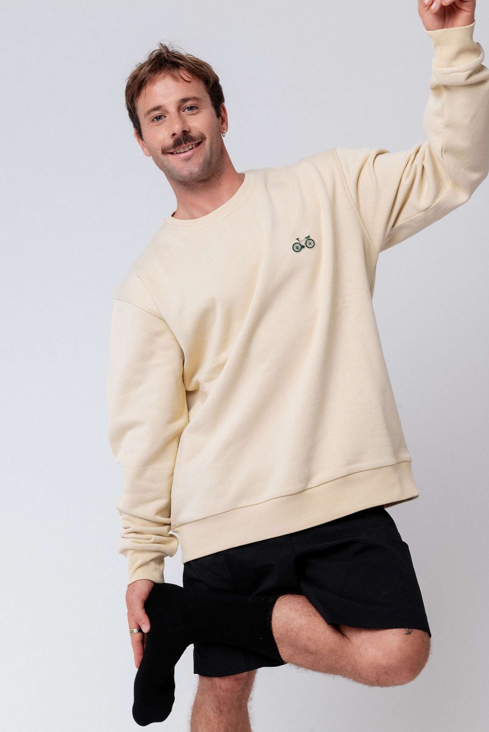 Gravelbike Beige | Besticker Bio Baumwoll Unisex Pullover