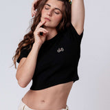 Gravelbike Pink | Besticktes Bio Baumwoll Cropped T-Shirt