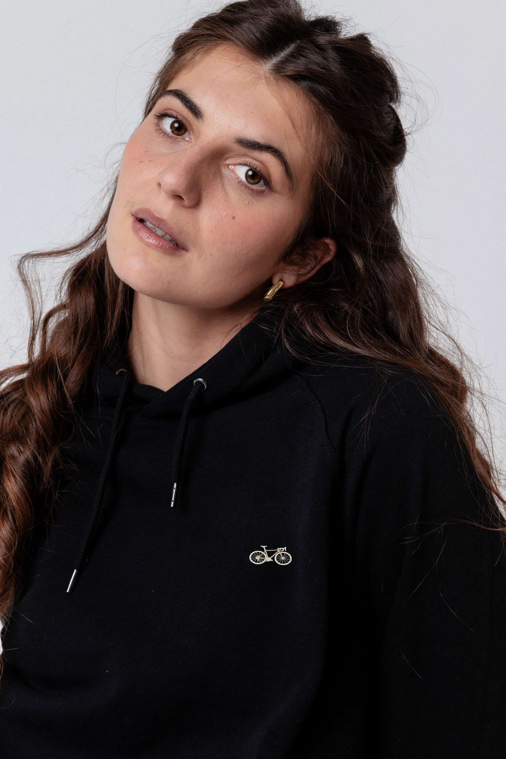 Gravelbike Beige | Bestickter Bio Baumwoll Unisex Hoodie