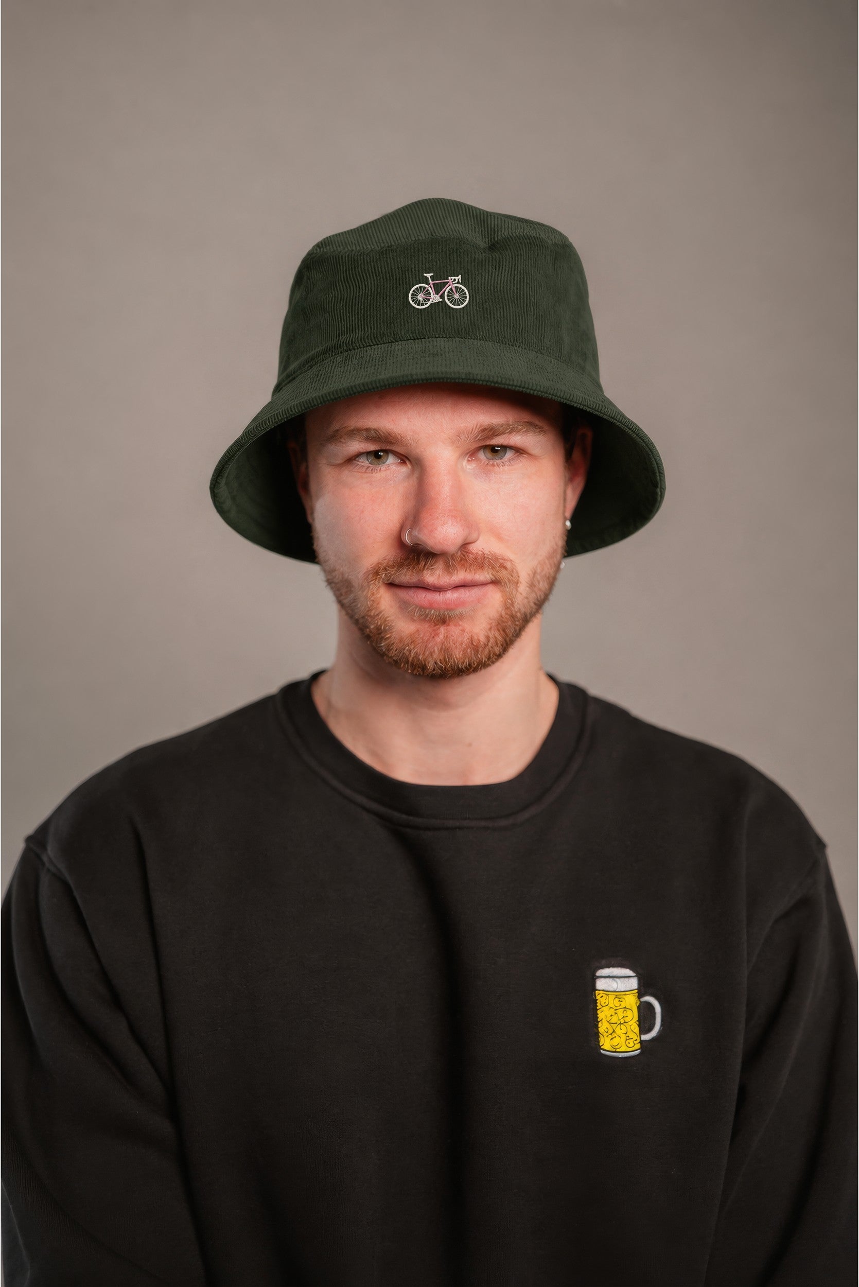 Gravelbike Pink Grün Cord Bucket Hat