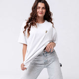 Besticktes Oversized T-Shirt Weiß