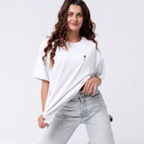 Besticktes Oversized T-Shirt Weiß