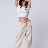 Gravelbike Beige | Besticktes Bio Baumwoll Cropped T-Shirt