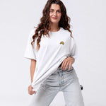 Besticktes Oversized T-Shirt Weiß