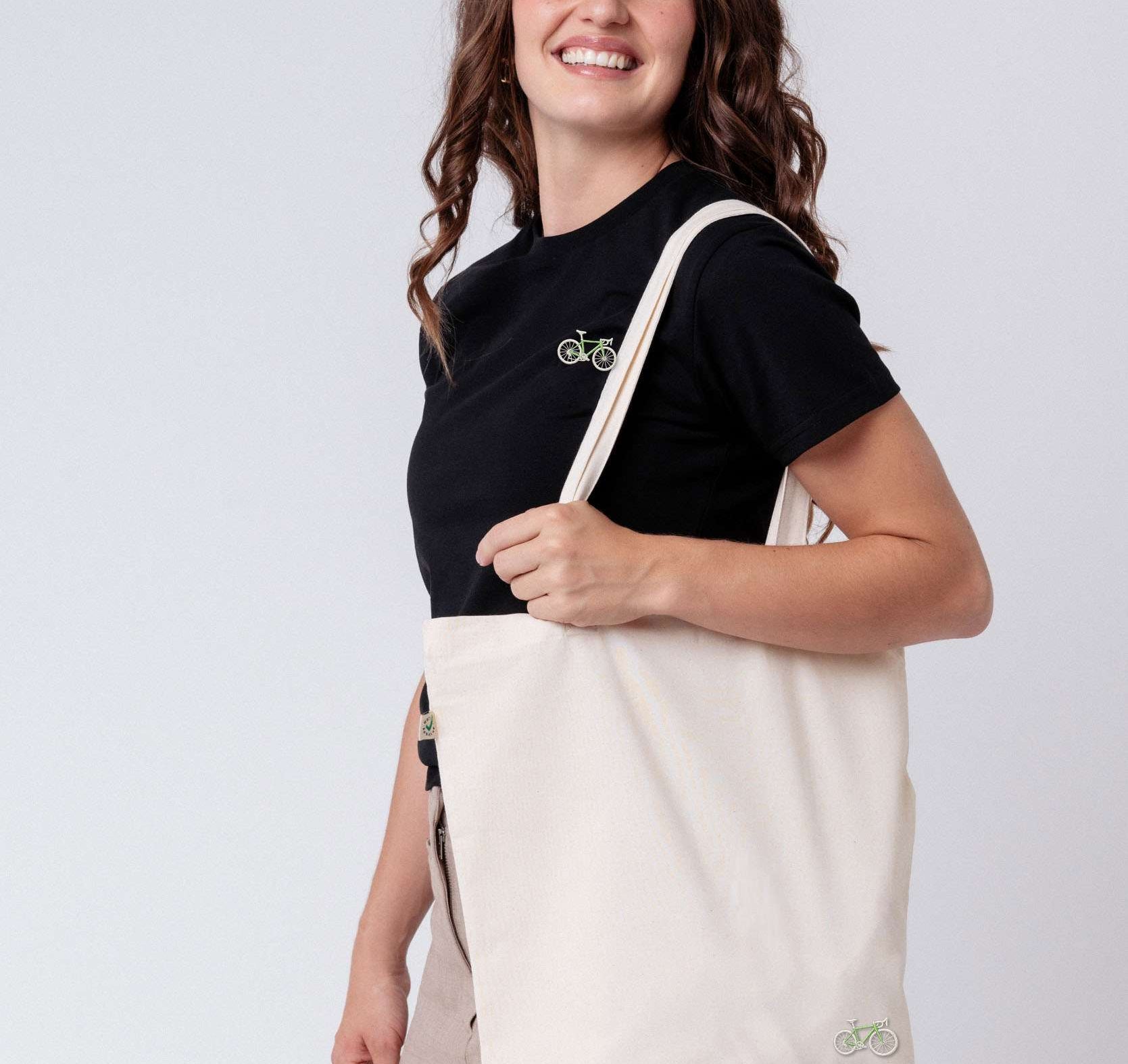 Gravelbike Gruen | Bestickte Bio Baumwoll Tasche