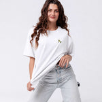 Besticktes Oversized T-Shirt Weiß