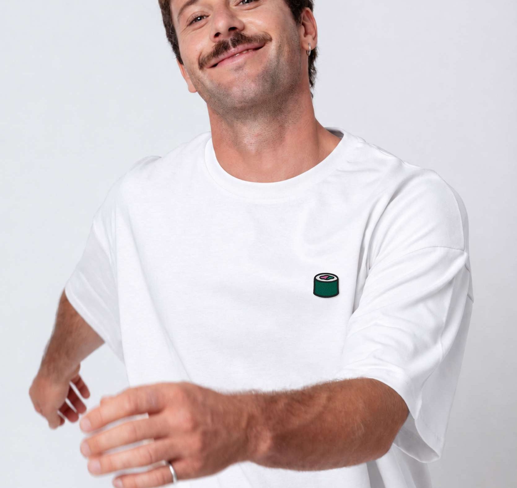 Besticktes Oversized T-Shirt Weiß