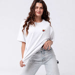 Besticktes Oversized T-Shirt Weiß