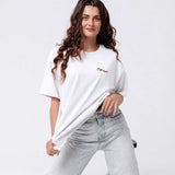 Besticktes Oversized T-Shirt Weiß