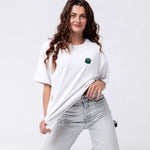 Besticktes Oversized T-Shirt Weiß