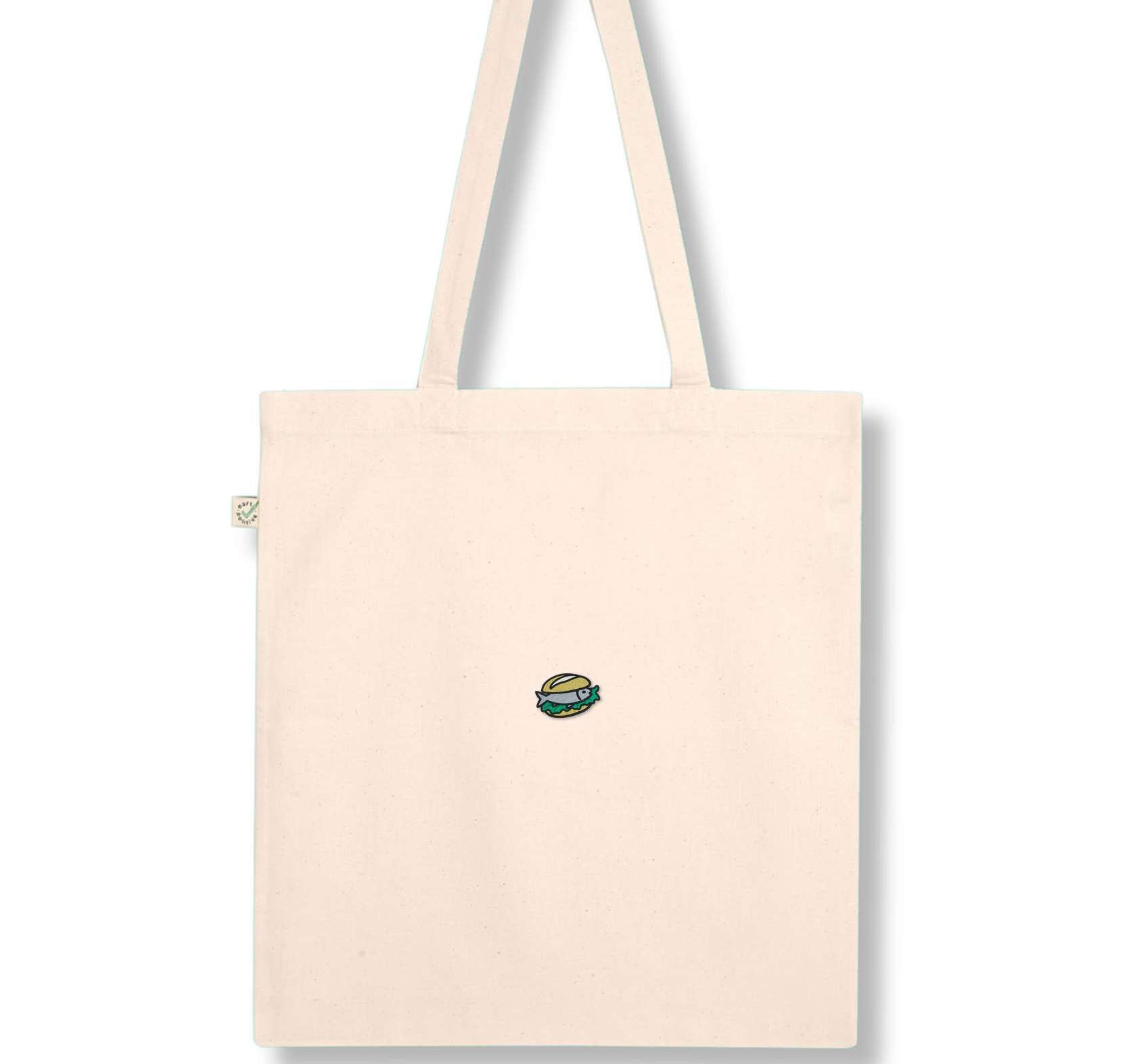 Fischbrötchen | Bestickte Bio Baumwoll Tasche