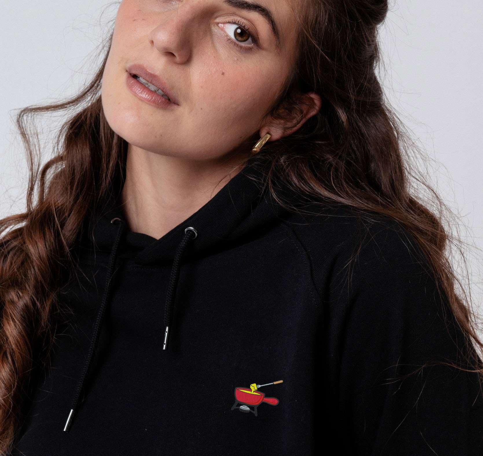 Fondue | Bestickter Bio Baumwoll Unisex Hoodie