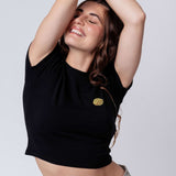 Franzbrötchen | Besticktes Bio Baumwoll Cropped T-Shirt
