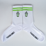 Iced Matcha Latte Stripes | Bestickte Bio Baumwoll Socken