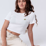Mops | Besticktes Bio Baumwoll Cropped T-Shirt