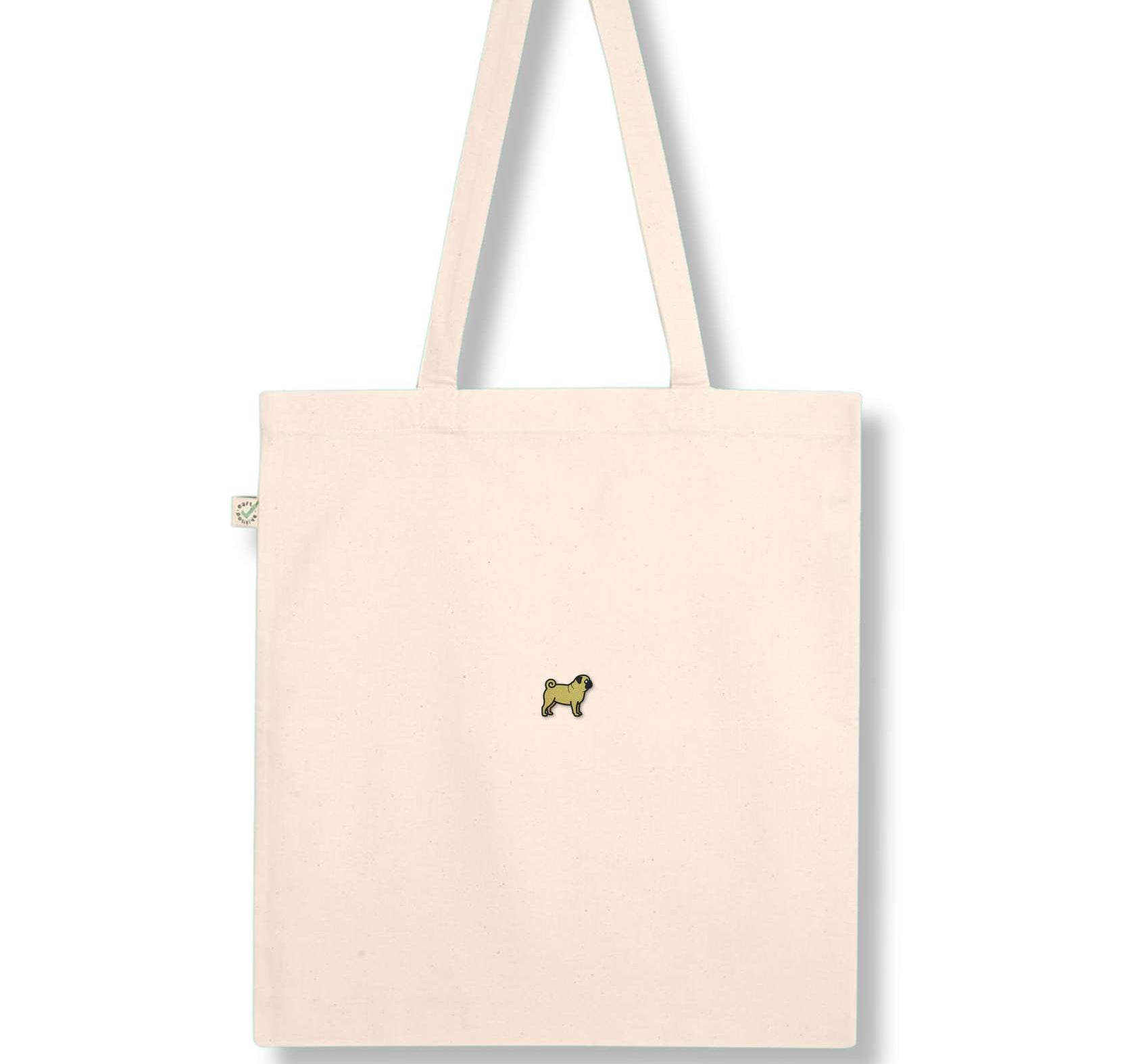 Mops | Bestickte Bio Baumwoll Tasche