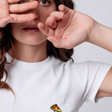 Pizza | Besticktes Bio Baumwoll Cropped T-Shirt