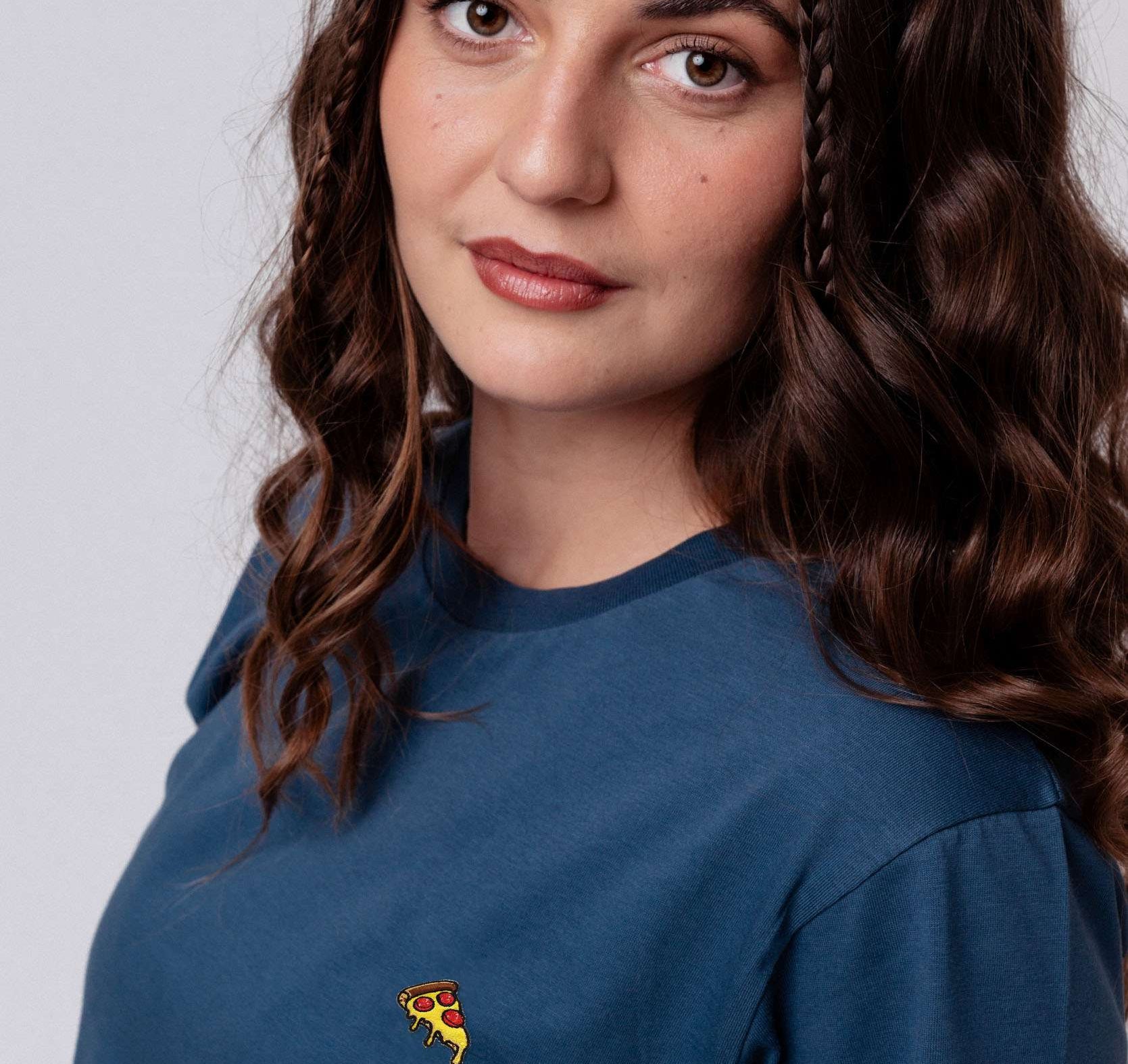 Pizza | Besticktes Bio Baumwoll Unisex T-Shirt