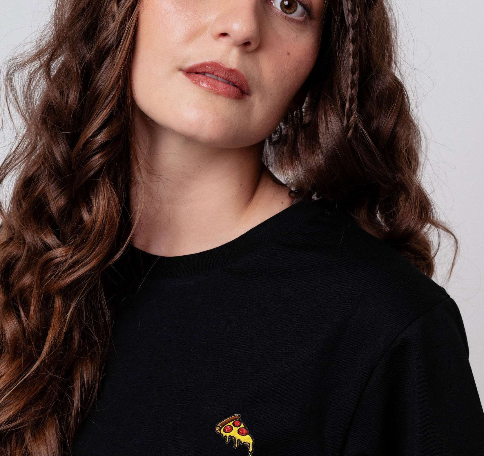 Pizza | Besticktes Bio Baumwoll Unisex T-Shirt