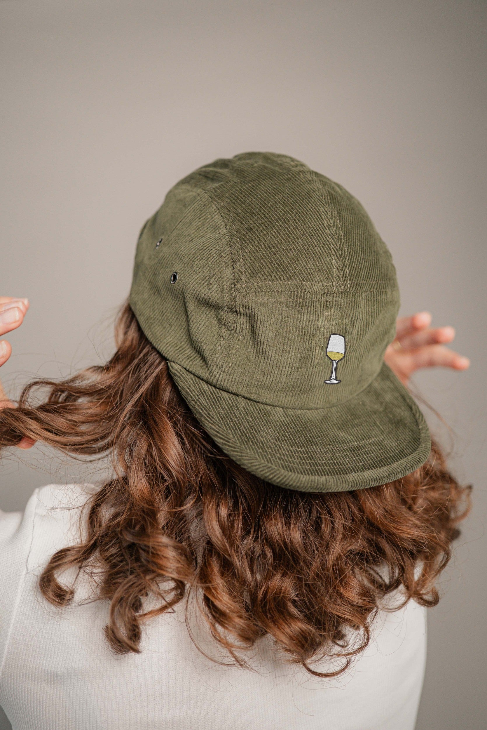 Weisswein Camper-Cap dunkelgrun Cord Camper Cap
