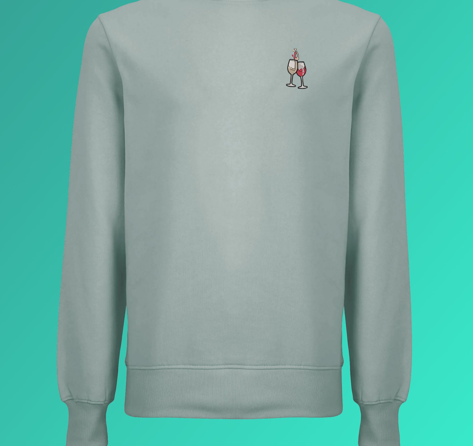 Wein Duett | Bestickter Bio-Baumwoll Unisex Pullover