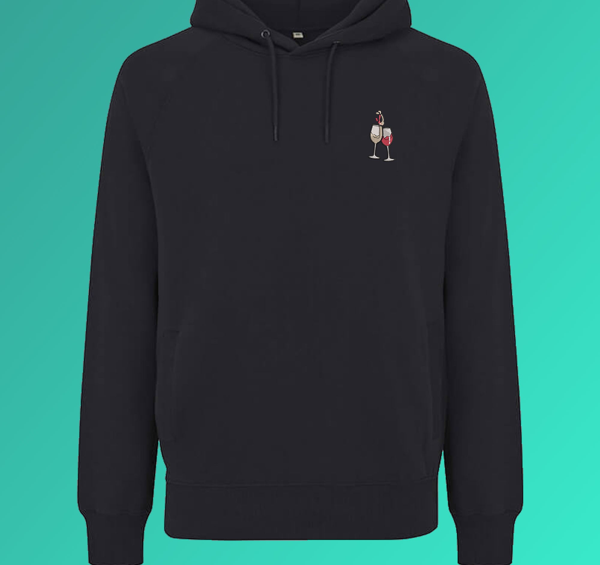 Wein Duett | Bestickter Bio-Baumwoll Männer Hoodie